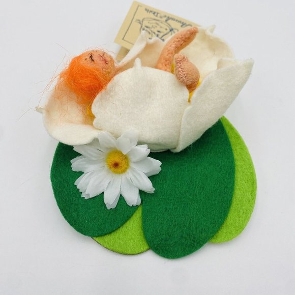 Vintage Annalee Baby Laying in Lilly Pad 1991 Orange Hair Spring Nymph - Picture 6 of 12